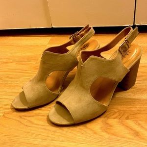 Style & Company Faux Suede Sling Back Block Heel Sandals